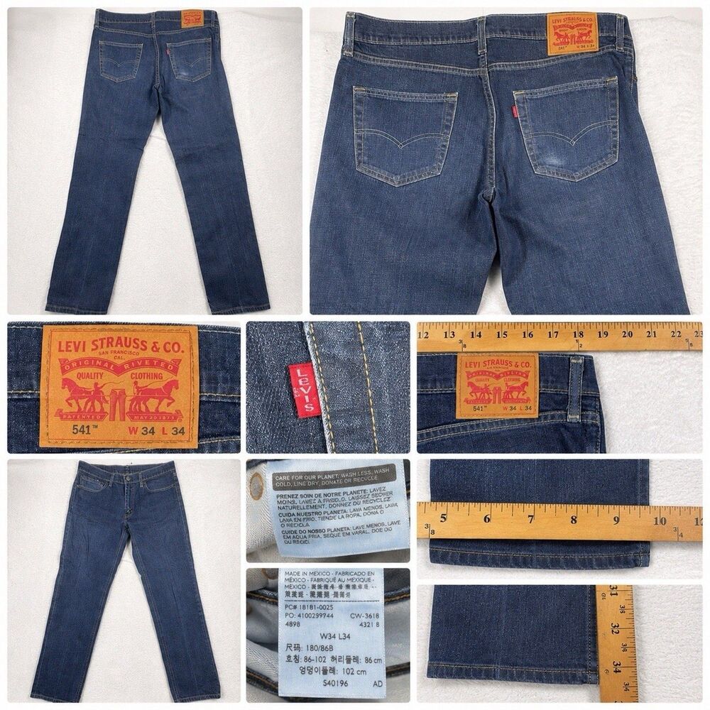Levi’s 541 Athletic Taper Jeans Men’s 34x34 Dark Blue Stretch Denim 18181-0023